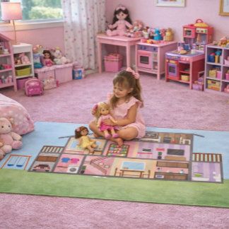 Whimsical Dollhouse Design Playroom Rug