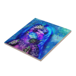 Whimsical Dolphin Blue Teal Coastal Nautical Ceramic Tile