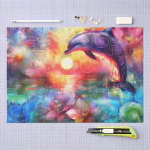 Whimsical Dolphin Coastal Nautical Decoupage Tissue Paper