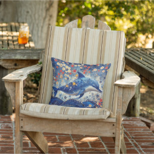 Whimsical Dolphin Outdoor Pillow