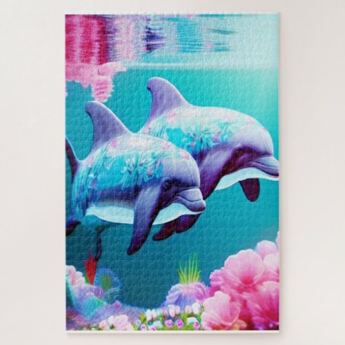 Whimsical Dolphins and Floral Underwater       Jigsaw Puzzle
