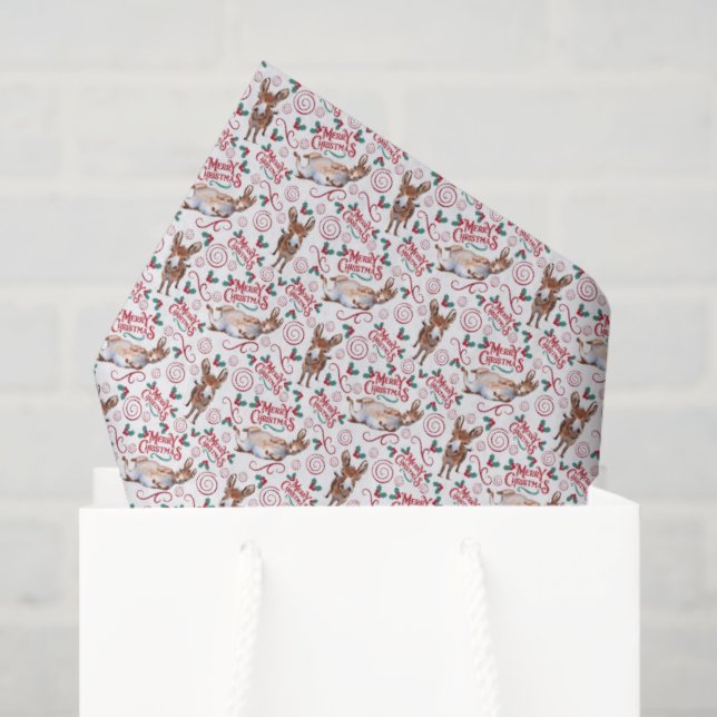 Whimsical Donkey Christmas Tissue Paper (Gift Bag)