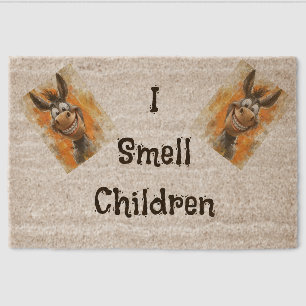 Whimsical Donkeys & I Smell Children Fiber Doormat