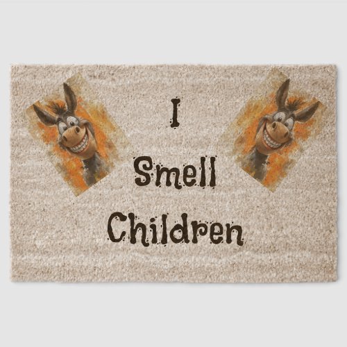 Whimsical Donkeys & I Smell Children  Fiber Doormat