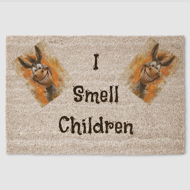 Whimsical Donkeys & I Smell Children  Fiber Doormat (Front)