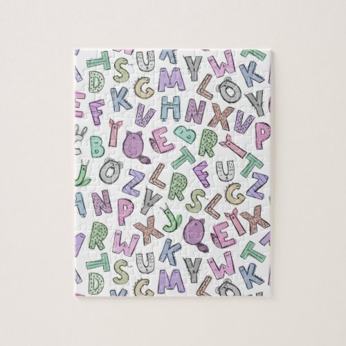 Whimsical doodle alphabet letters jigsaw puzzle