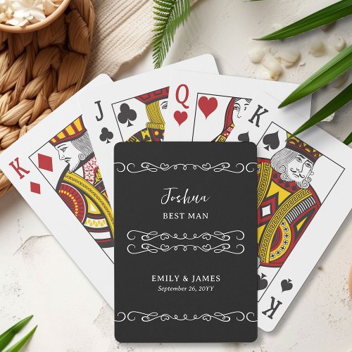 Whimsical Doodle Any Color Groomsman Wedding Poker Cards