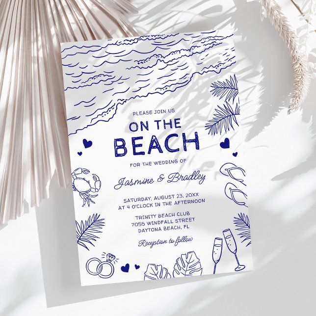Whimsical Doodle Beach Wedding Invitation (Creator Uploaded)