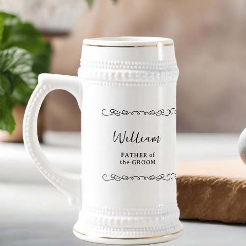 Whimsical Doodle Black and White Wedding Party Beer Stein