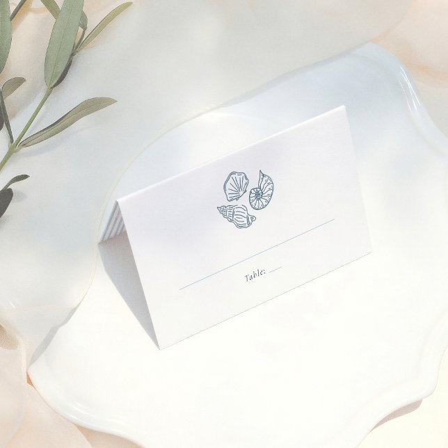 Whimsical Doodle Blue Wedding Guest Table Number Place Card (Creator Uploaded)