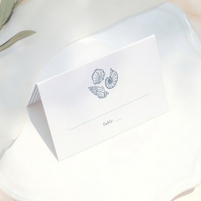 Whimsical Doodle Blue Wedding Guest Table Number Place Card (Creator Uploaded)