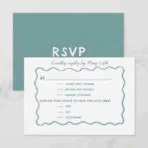 Whimsical doodle blue wedding Response Card