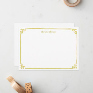 Whimsical Doodle Border Personalized Stationery Note Card