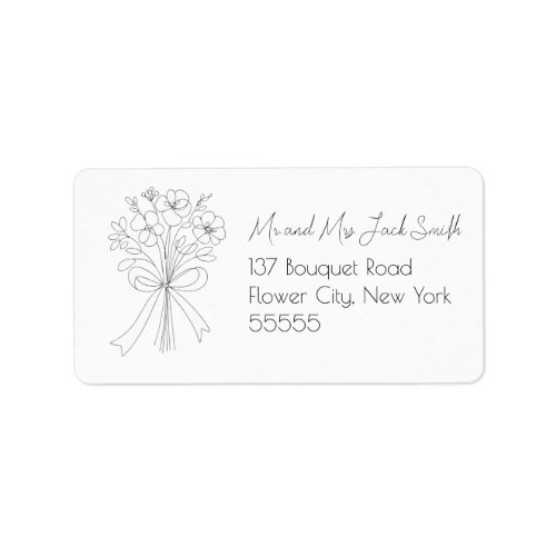 Whimsical Doodle Bow Flower Bouquet Return Address Label