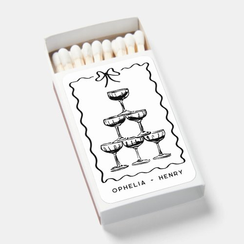 Whimsical Doodle Champagne Tower Wedding Favor 
