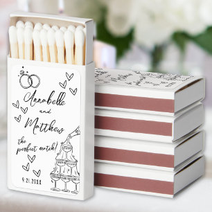 Whimsical Doodle Champagne Tower Wedding Matchboxes