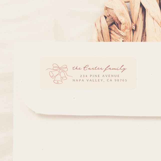 Whimsical Doodle Christmas Bells Family Name Label (Creator Uploaded)