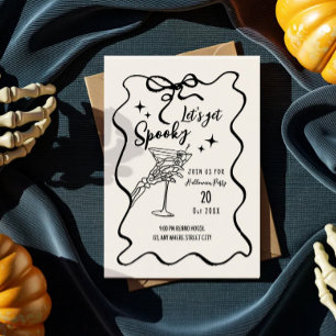 Whimsical doodle cocktail halloween invitation