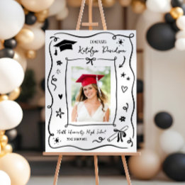 Whimsical Doodle Graduation Party Welcome Foam Board