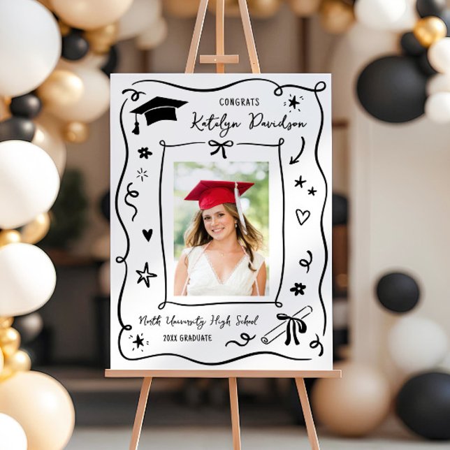 Whimsical Doodle Graduation Party Welcome Foam Board (Creator Uploaded)