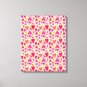 Whimsical Doodle Hearts with Patterns and Texture Canvas Print