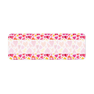 Whimsical Doodle Hearts with Patterns and Texture Label