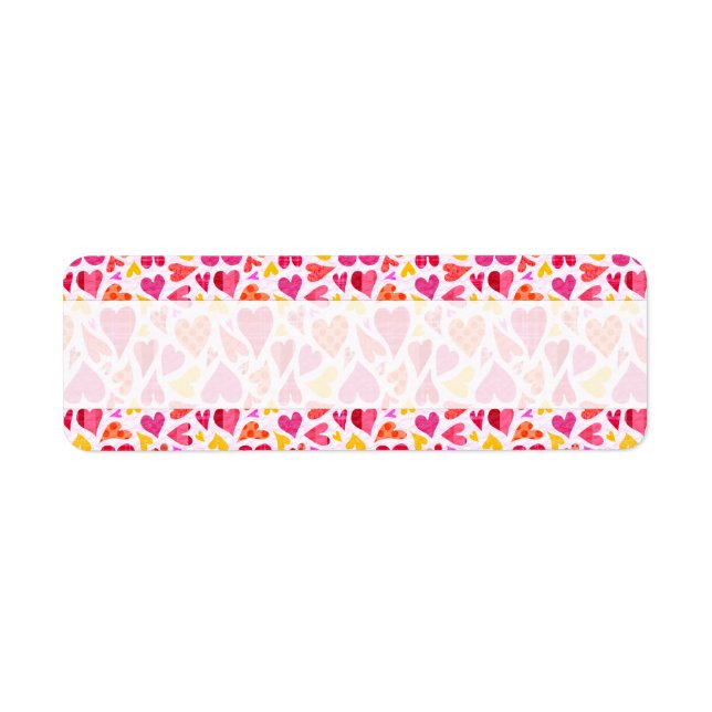 Whimsical Doodle Hearts with Patterns and Texture Label (Front)