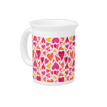 Whimsical Doodle Hearts with Patterns and Texture Pitcher