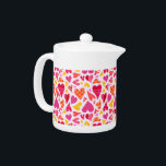 Whimsical Doodle Hearts with Patterns and Texture Teapot<br><div class="desc">This pretty, whimsical pattern has interlocking hearts done in a doodle style. They're made in shades of purple, pink, orange and yellow on an off-white background. Some hearts have polka dots, others plaid or stripes. They all float around each other and interlock on this sweet, fun design that celebrates love....</div>