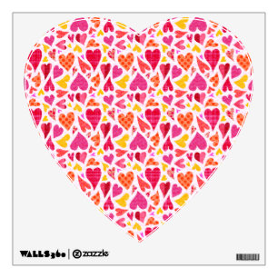 Whimsical Doodle Hearts with Patterns and Texture Wall Decal