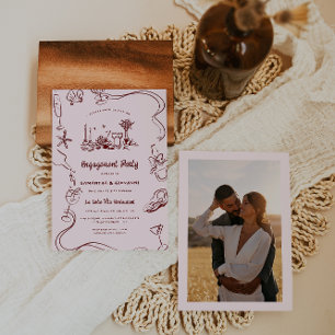 Whimsical Doodle Italian Engagement Party Invitation