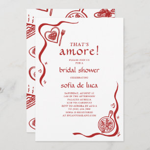 Whimsical Doodle Italian Pasta Bridal Shower Invitation