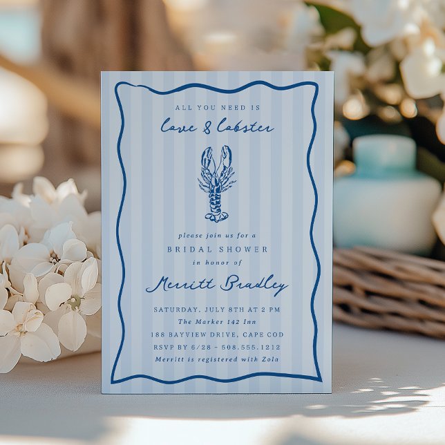 Whimsical Doodle Lobster Bridal Shower Invitation (Creator Uploaded)