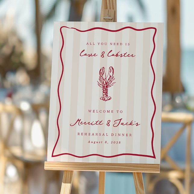 Whimsical Doodle Love & Lobster Welcome Sign (Creator Uploaded)