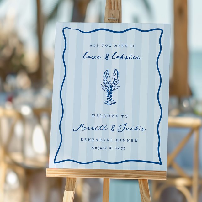 Whimsical Doodle Love & Lobster Welcome Sign (Creator Uploaded)