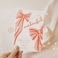 Whimsical Doodle Pink Bow Girl 1st Birthday