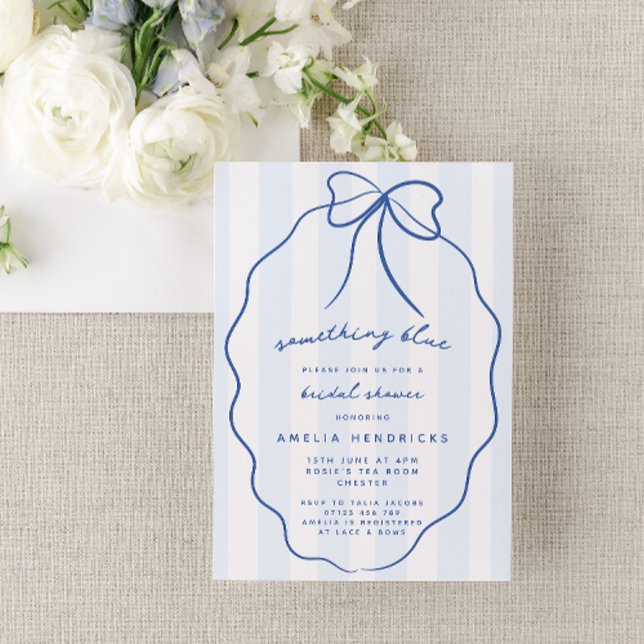 Whimsical Doodle Something Blue Bridal Shower Invitation (Creator Uploaded)