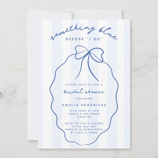 Whimsical Doodle Something Blue Bridal Shower Invitation (Front)