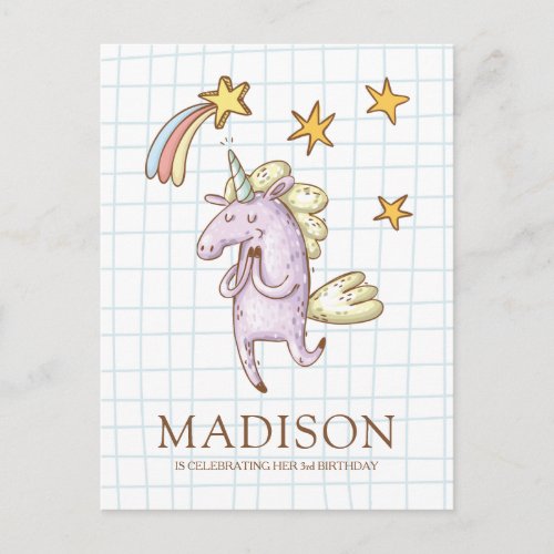 Whimsical Doodle Unicorn Birthday Invitation