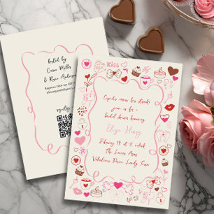 Whimsical Doodle Valentine's Bridal Shower Invitation