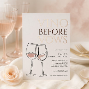 Whimsical Doodle Vino Before Vows Bridal Shower Foil Invitation