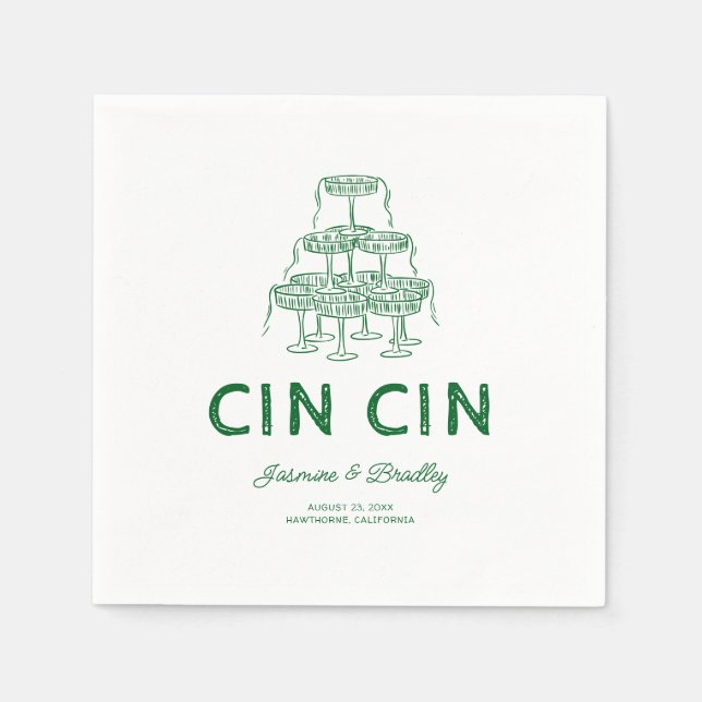 Whimsical Doodle Wedding Napkins (Front)