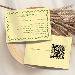 Whimsical Doodle Yellow & Green Wedding RSVP Card