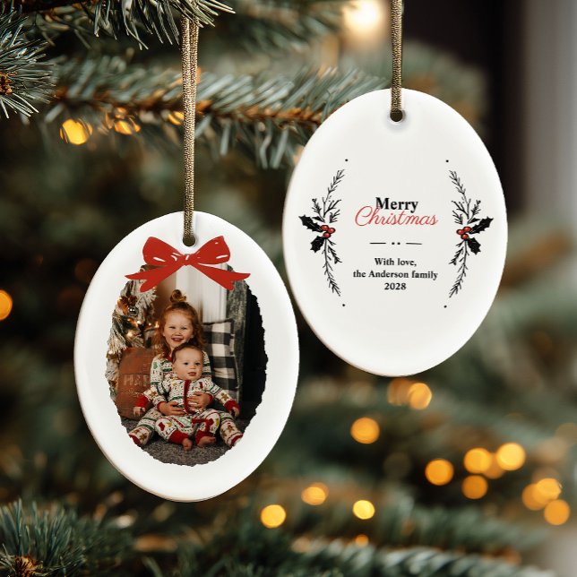 Whimsical Doodles Christmas Family Photo Metal Ornament (Creator Uploaded)