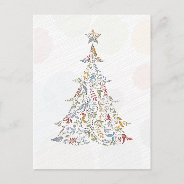 whimsical doodles christmas tree holiday postcard (Front)