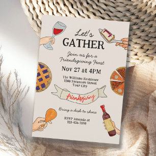 Whimsical Doodles Hand Drawn Friendsgiving Invitation