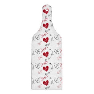 Whimsical Doodles Hand Drawn Valentines Day Cutting Board