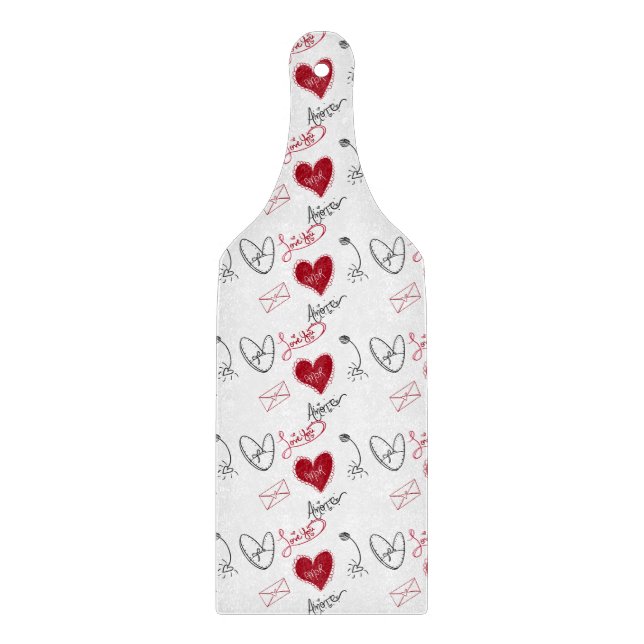 Whimsical Doodles Hand Drawn Valentines Day  Cutting Board (Front)