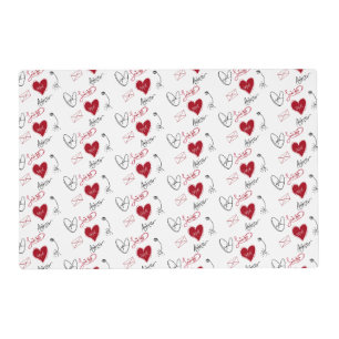 Whimsical Doodles Hand Drawn Valentines Day Placemat