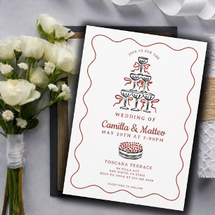 Whimsical Doodles Italian Wedding Invitation